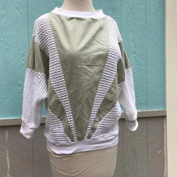 Vintage 70s Greek fishnet peasant casual abstract top shirt-M - Picture 6 of 9